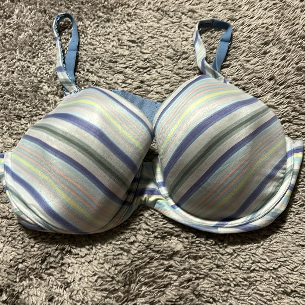 Striped multi color bra